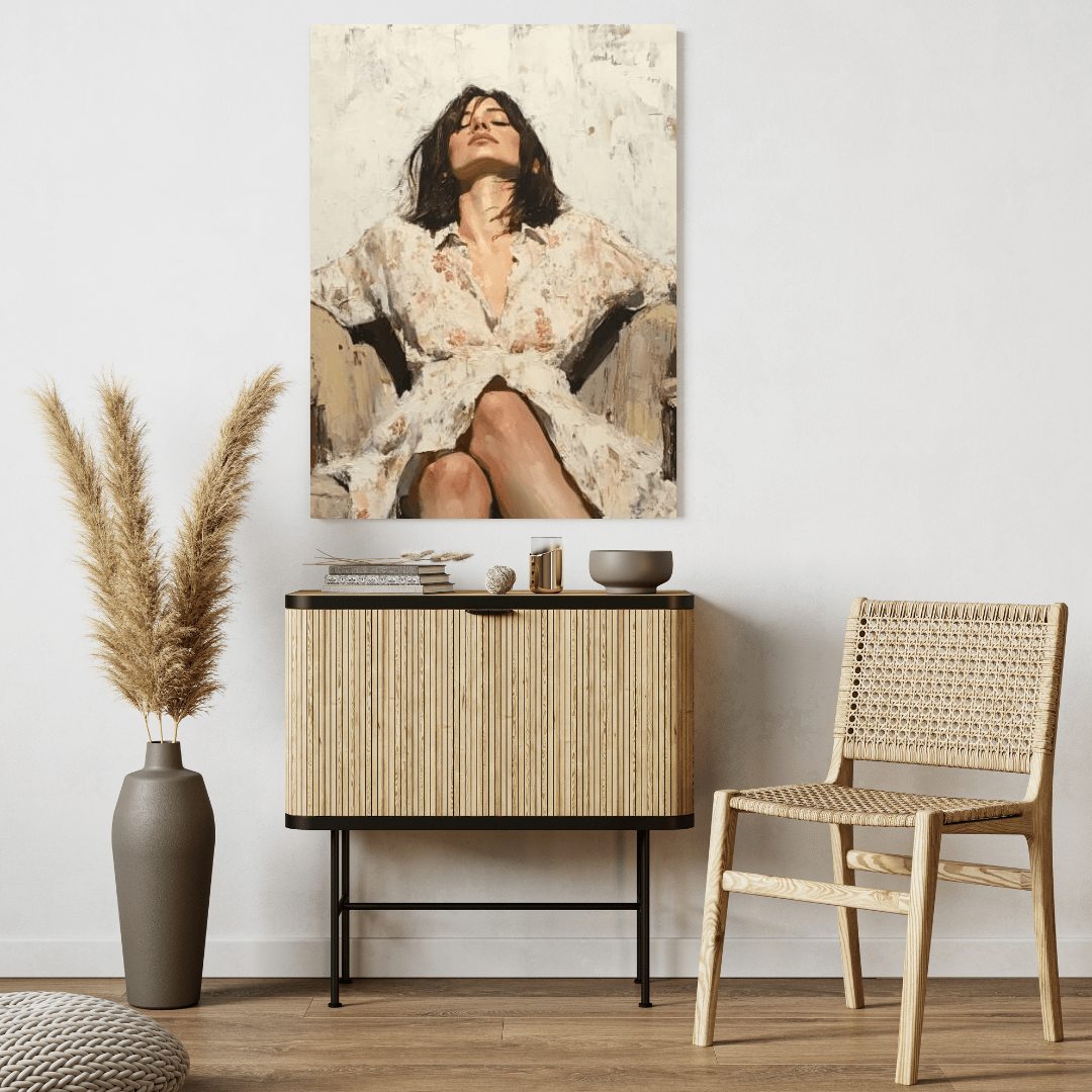 Contemplative Woman Relaxing - Portrait Wall Art - Aestheticanvas