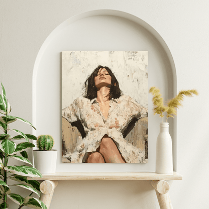 Contemplative Woman Relaxing - Portrait Wall Art - Aestheticanvas