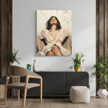 Contemplative Woman Relaxing - Portrait Wall Art - Aestheticanvas