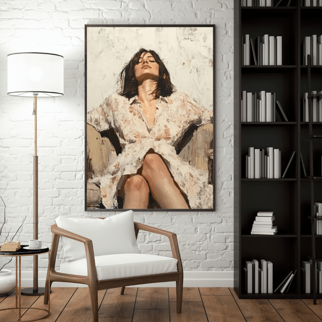 Contemplative Woman Relaxing - Portrait Wall Art - Aestheticanvas