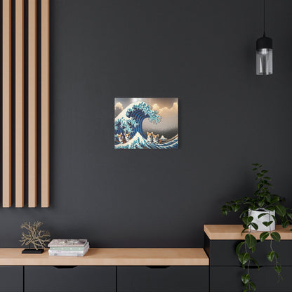 Corgis Conquer Kanagawa Waves - Dog Wall Art - Aestheticanvas