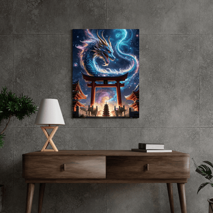 Cosmic Dragon & Temple - Wall Art - Aestheticanvas