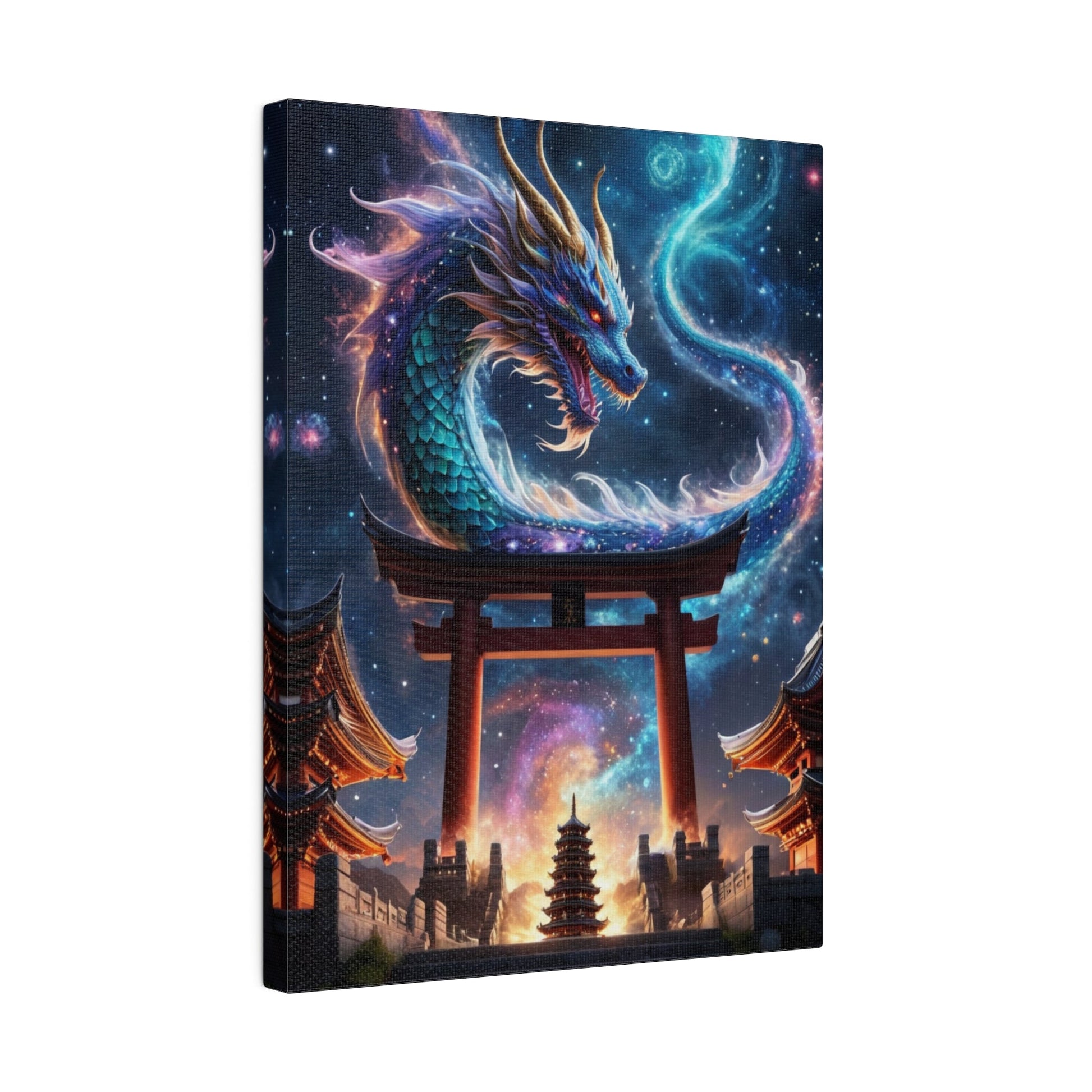 Cosmic Dragon & Temple - Wall Art - Aestheticanvas