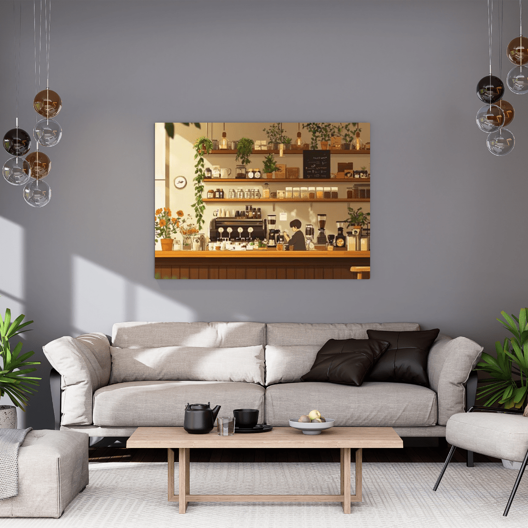 Cozy Coffee Haven - Anime Wall Art - Aestheticanvas