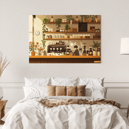 Cozy Coffee Haven - Anime Wall Art - Aestheticanvas