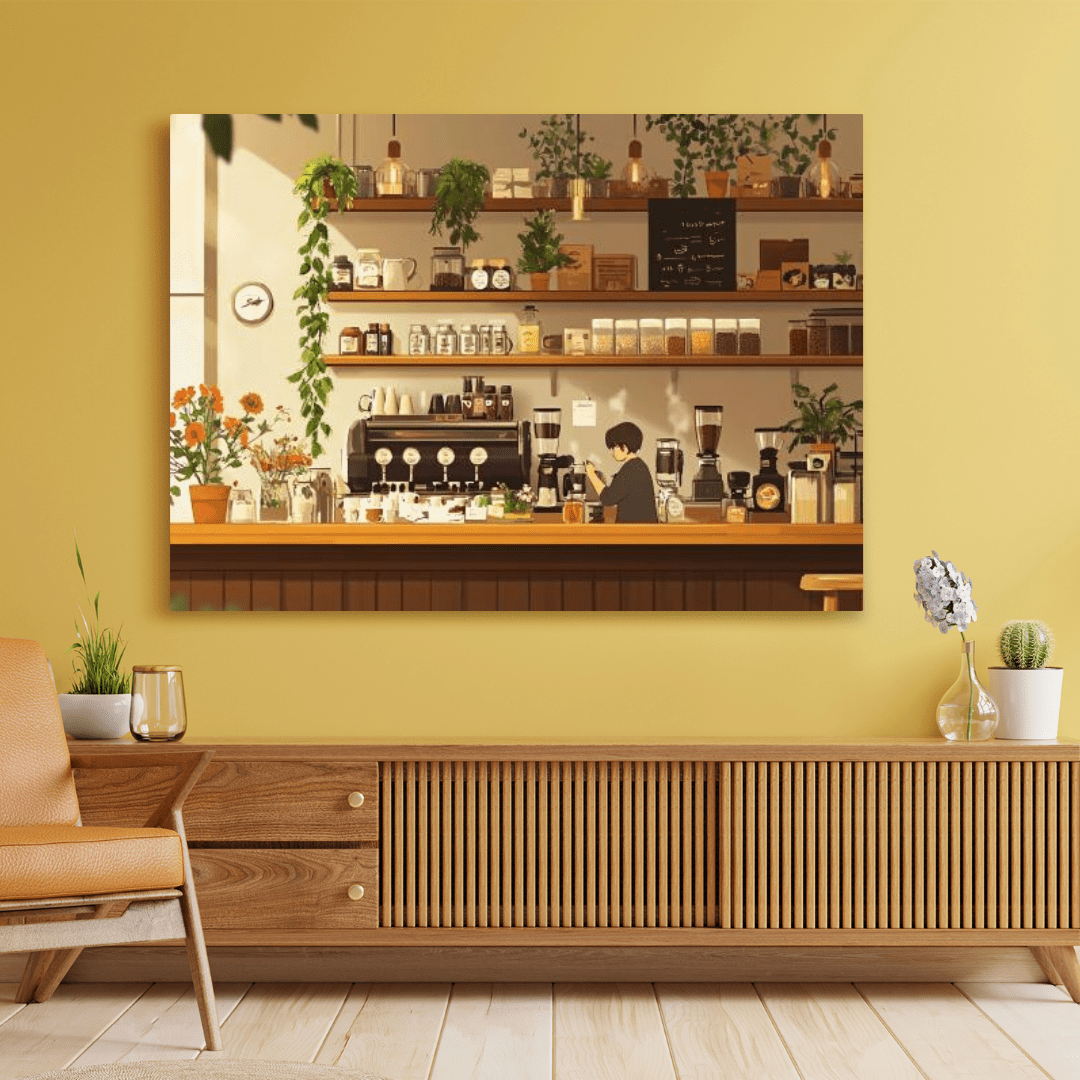 Cozy Coffee Haven - Anime Wall Art - Aestheticanvas