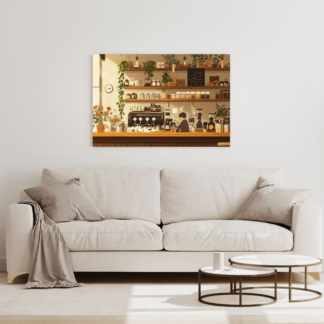 Cozy Coffee Haven - Anime Wall Art - Aestheticanvas