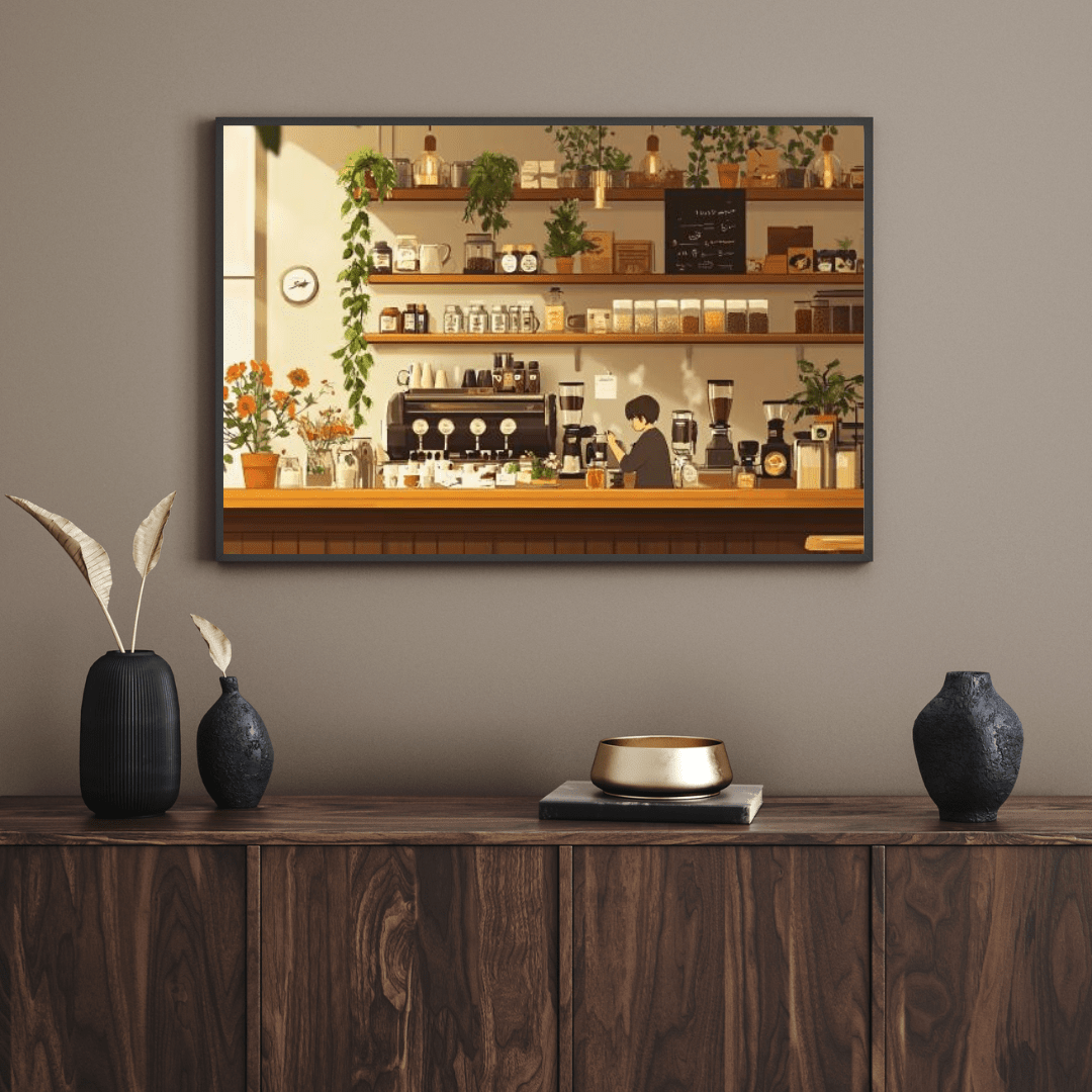 Cozy Coffee Haven - Anime Wall Art - Aestheticanvas