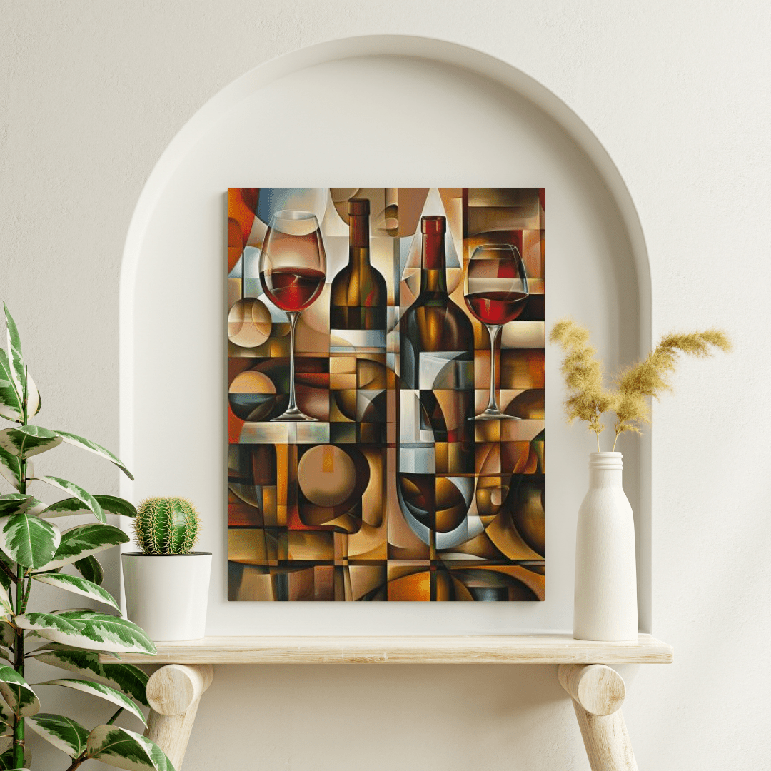 Cubist Wine Abstract - Modern Wall Art - Aestheticanvas