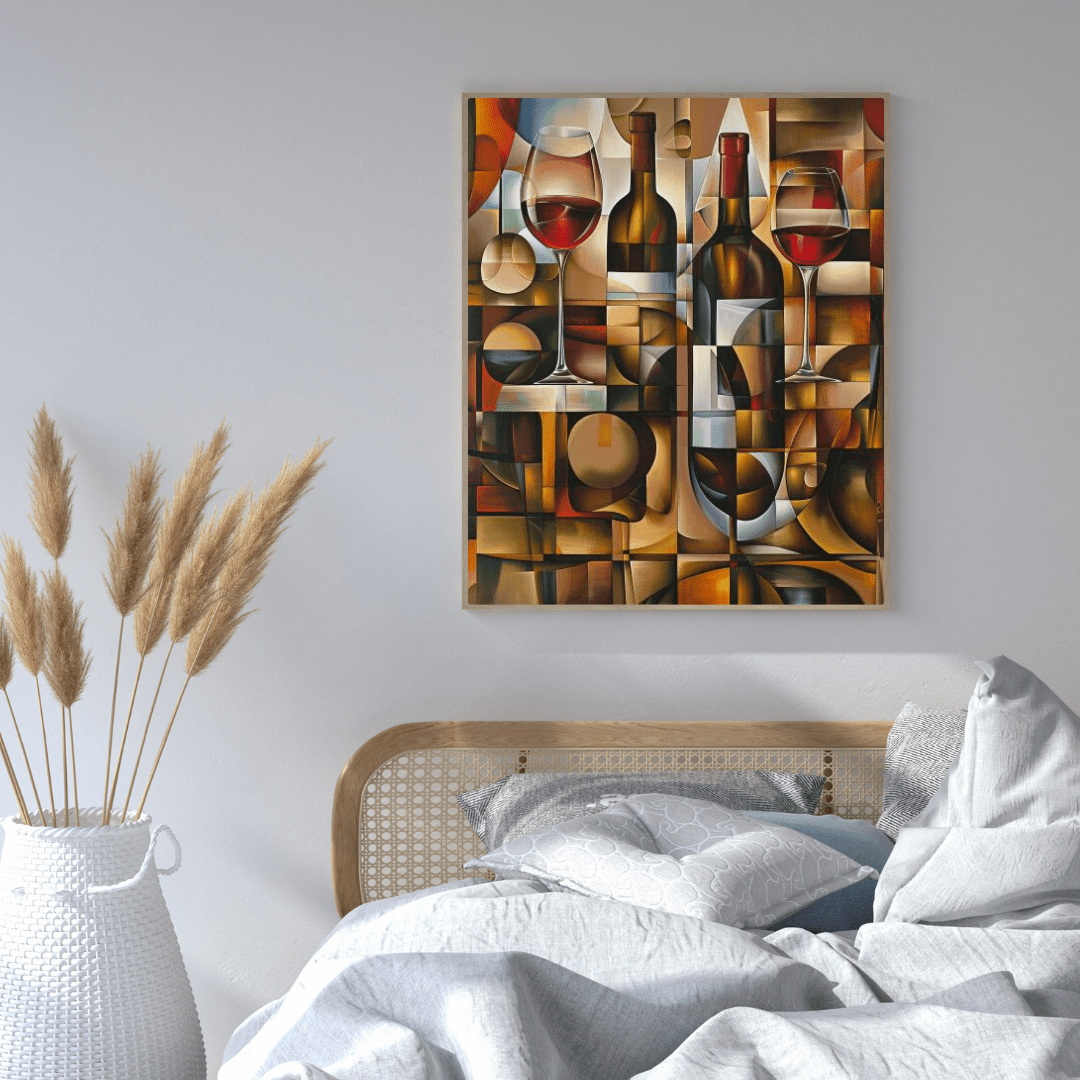 Cubist Wine Abstract - Modern Wall Art - Aestheticanvas