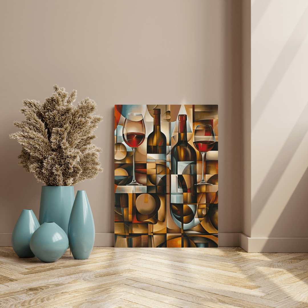 Cubist Wine Abstract - Modern Wall Art - Aestheticanvas