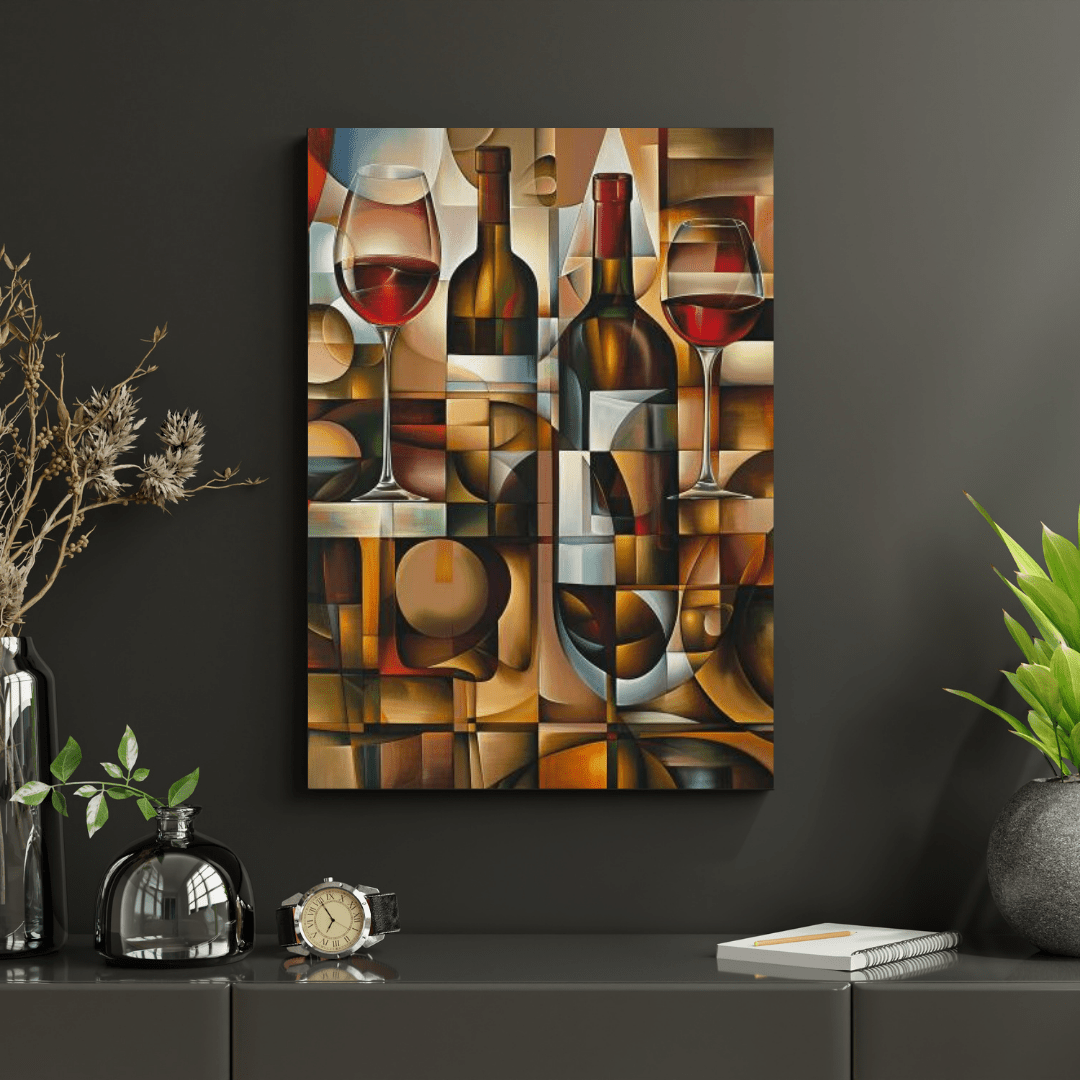 Cubist Wine Abstract - Modern Wall Art - Aestheticanvas