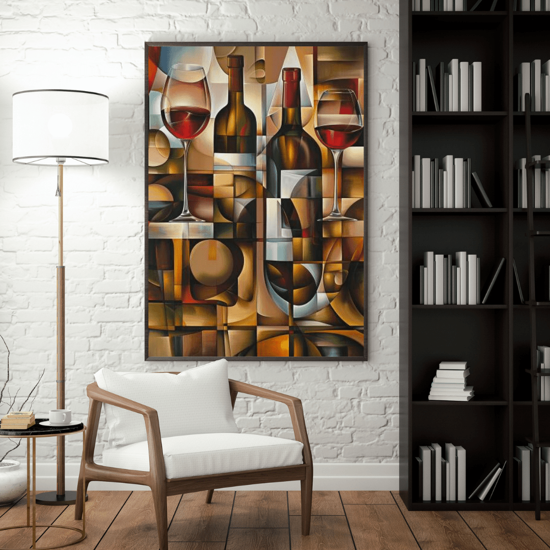 Cubist Wine Abstract - Modern Wall Art - Aestheticanvas