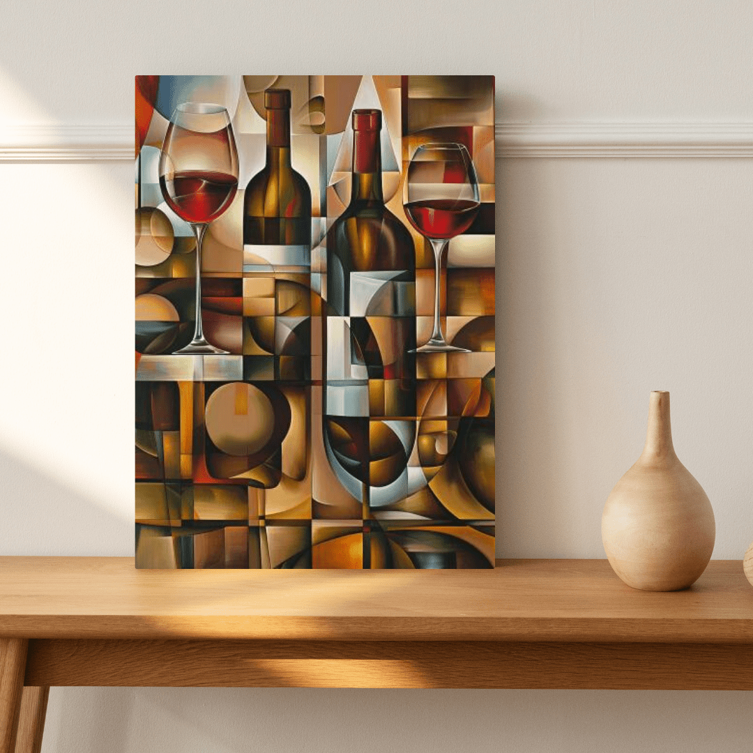 Cubist Wine Abstract - Modern Wall Art - Aestheticanvas