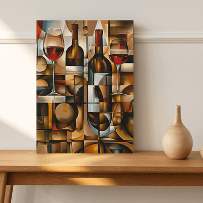 Cubist Wine Abstract - Modern Wall Art - Aestheticanvas