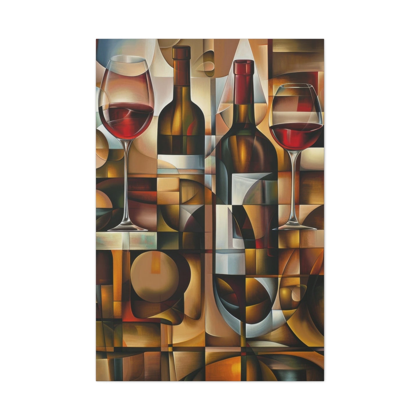 Cubist Wine Abstract - Modern Wall Art - Aestheticanvas