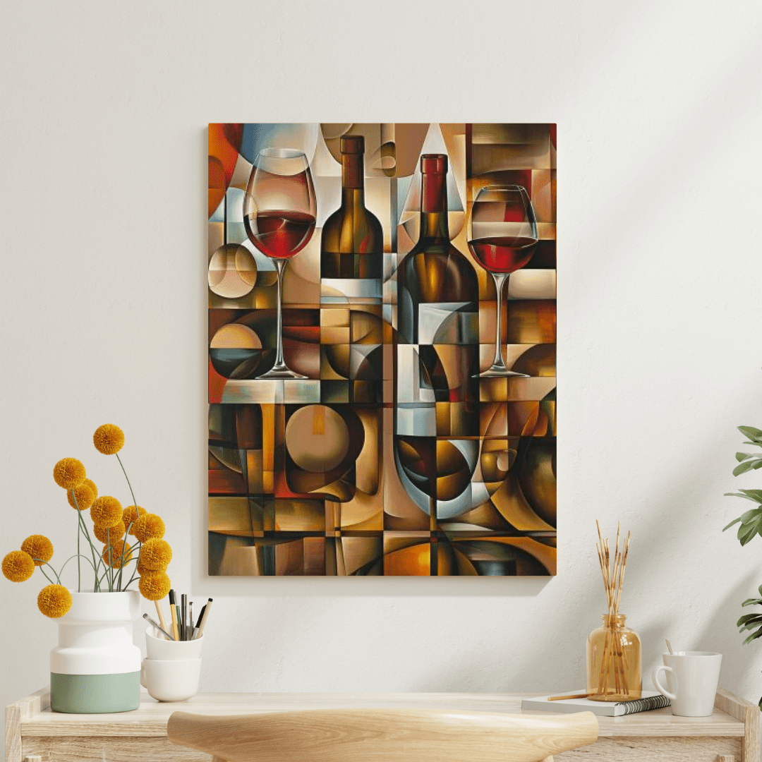 Cubist Wine Abstract - Modern Wall Art - Aestheticanvas