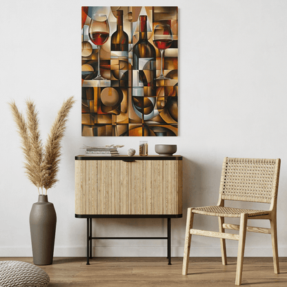 Cubist Wine Abstract - Modern Wall Art - Aestheticanvas