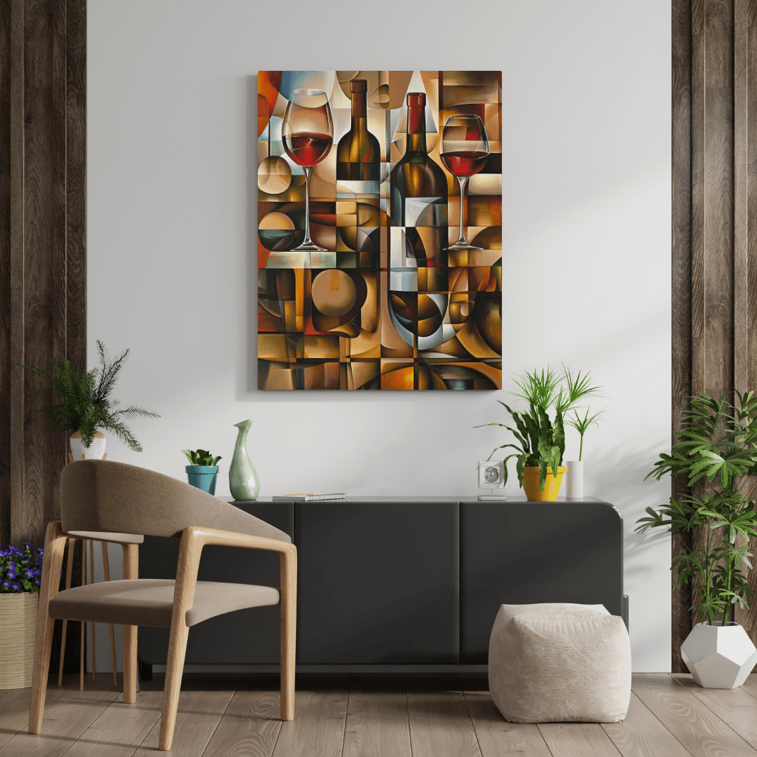 Cubist Wine Abstract - Modern Wall Art - Aestheticanvas