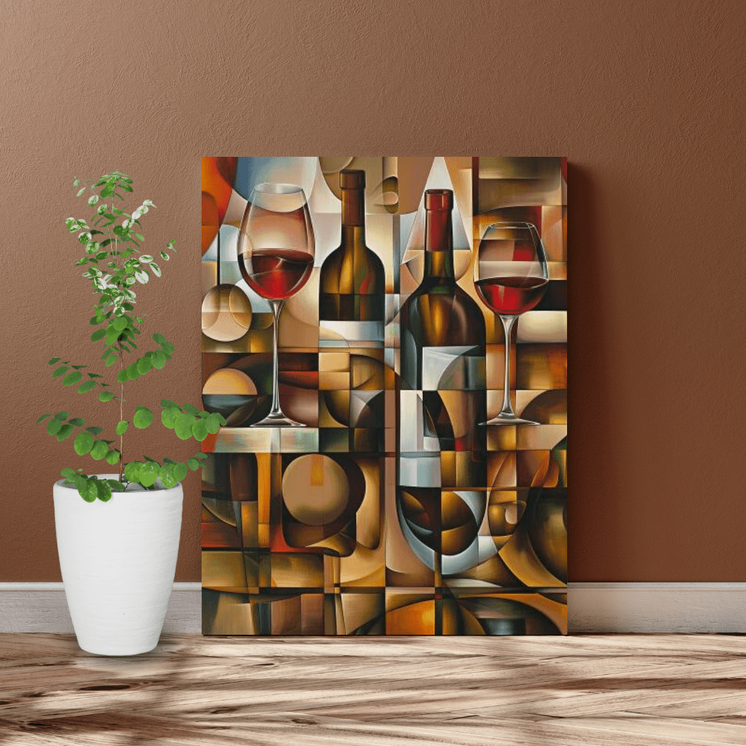 Cubist Wine Abstract - Modern Wall Art - Aestheticanvas