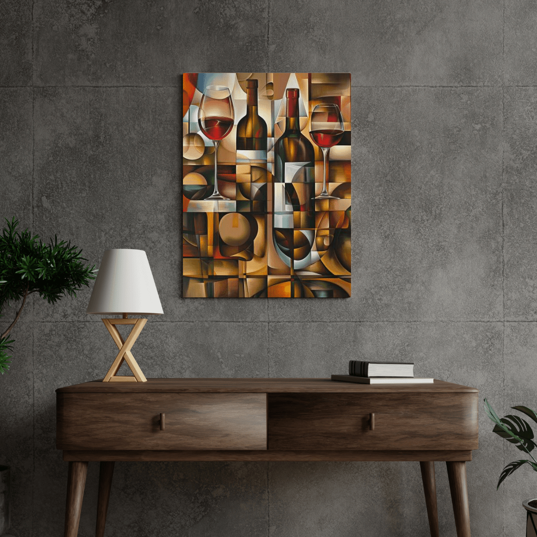 Cubist Wine Abstract - Modern Wall Art - Aestheticanvas