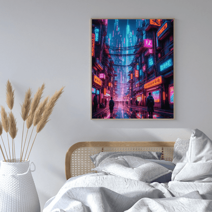 Cyberpunk Futuristic City - Wall Art - Aestheticanvas