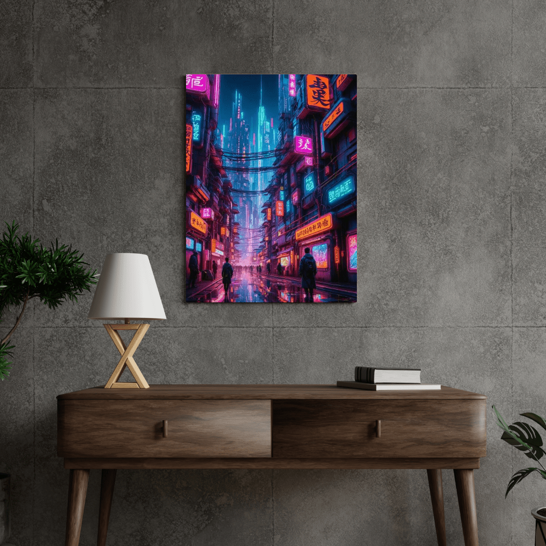 Cyberpunk Futuristic City - Wall Art - Aestheticanvas