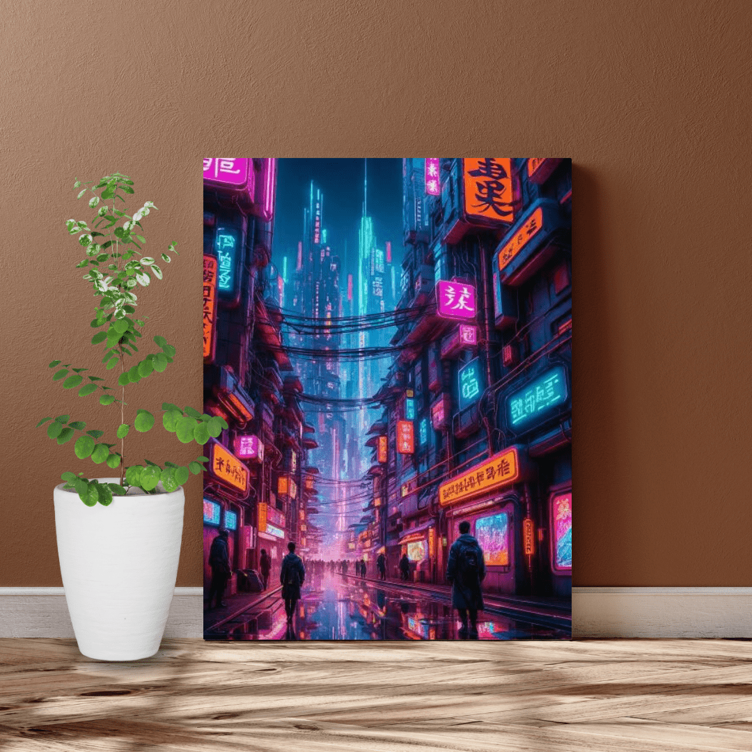 Cyberpunk Futuristic City - Wall Art - Aestheticanvas