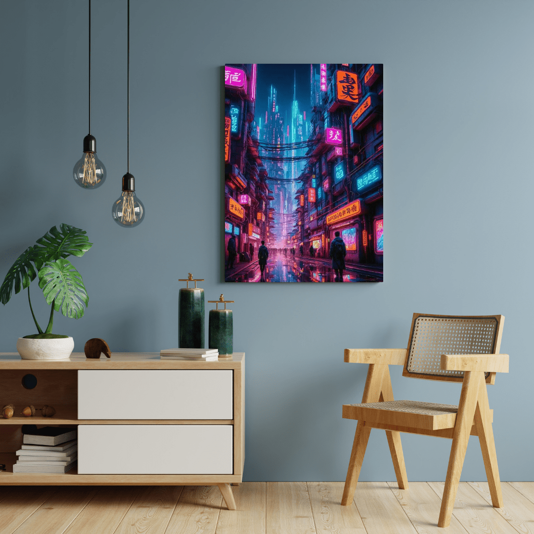 Cyberpunk Futuristic City - Wall Art - Aestheticanvas