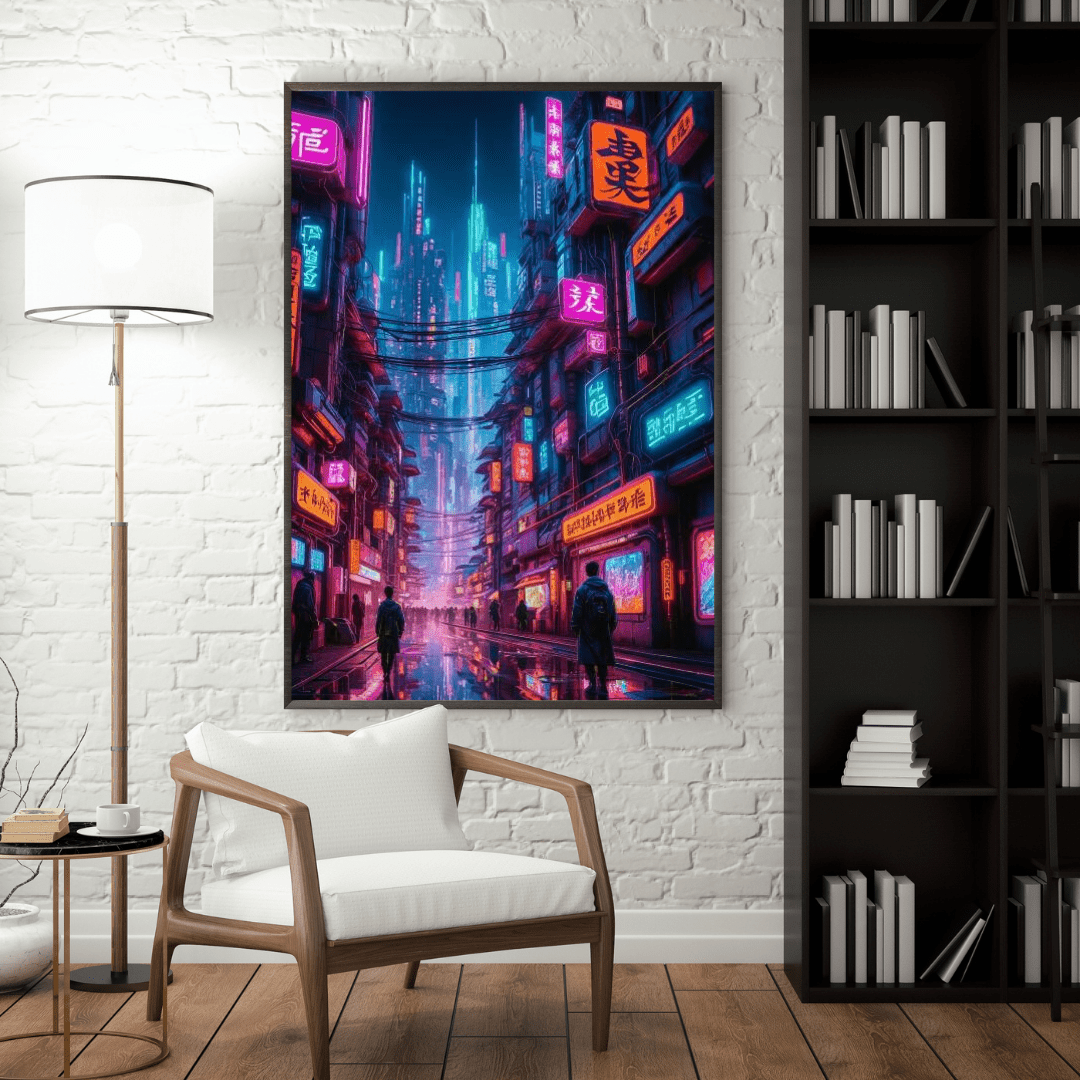 Cyberpunk Futuristic City - Wall Art - Aestheticanvas