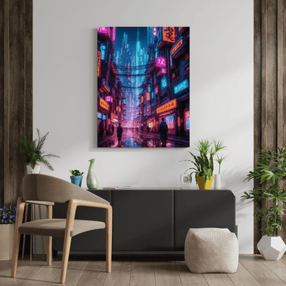 Cyberpunk Futuristic City - Wall Art - Aestheticanvas