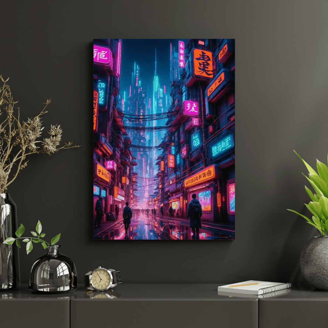 Cyberpunk Futuristic City - Wall Art - Aestheticanvas