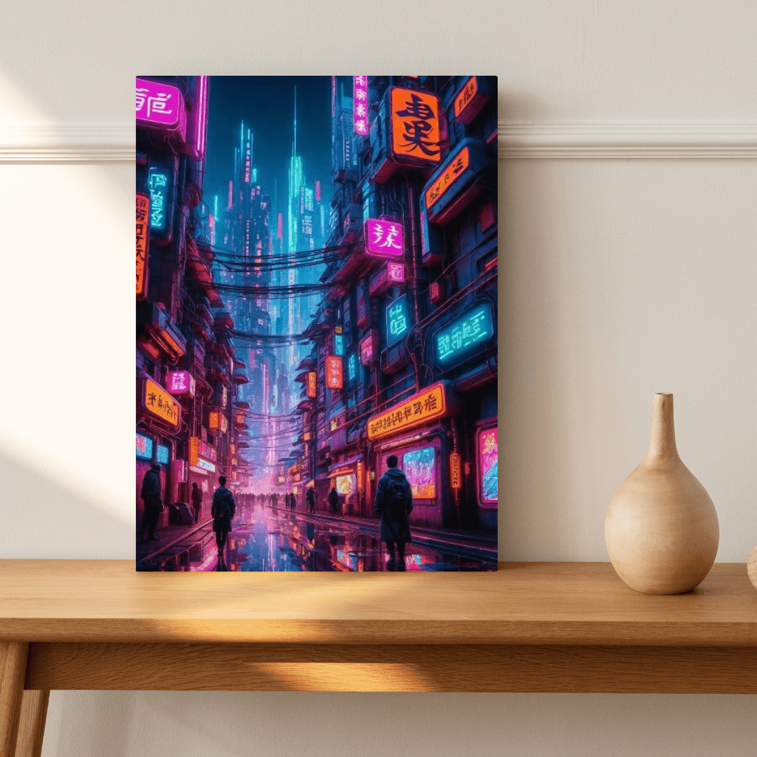 Cyberpunk Futuristic City - Wall Art - Aestheticanvas