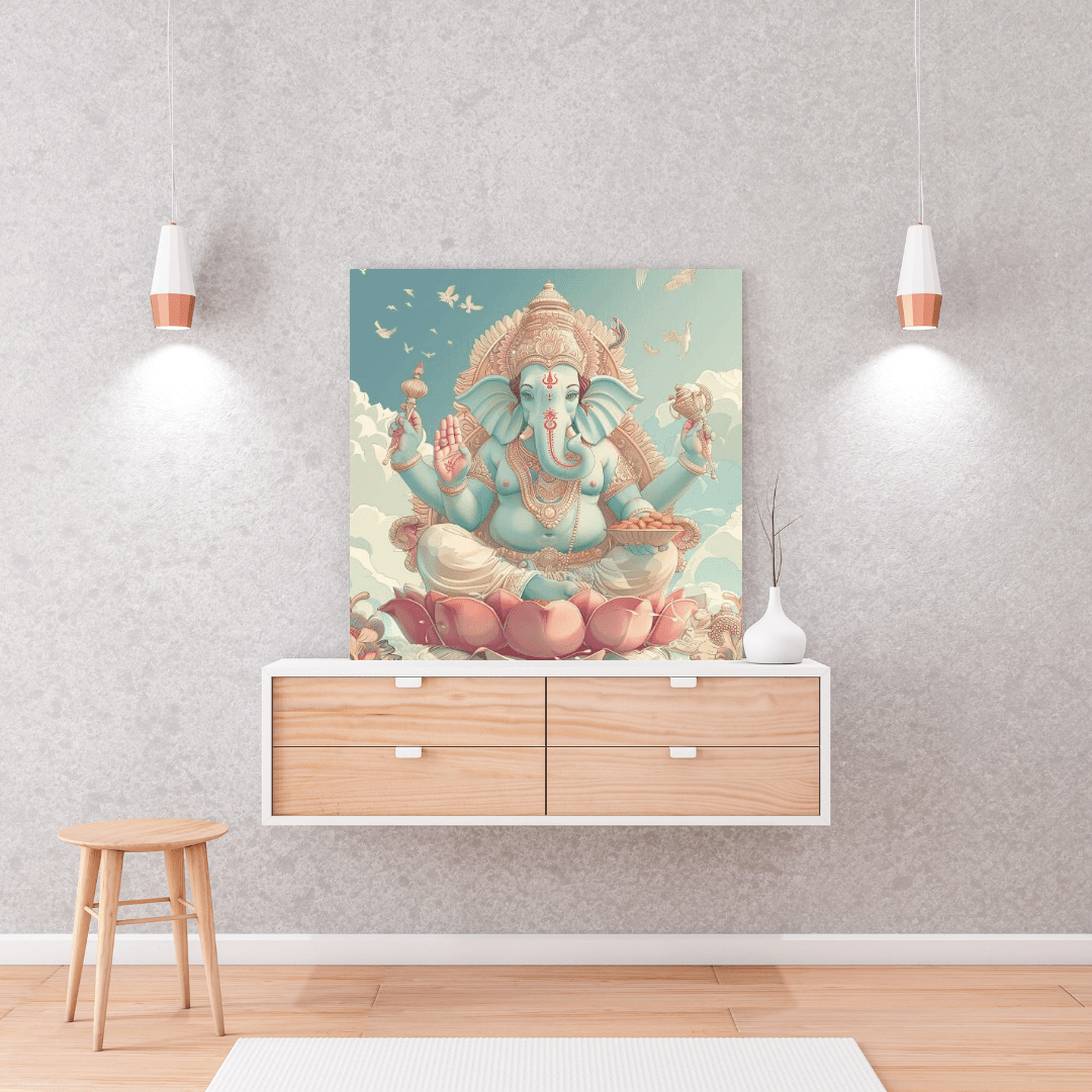 Divine Lord Ganesha Blessings - Deity Wall Art - Aestheticanvas