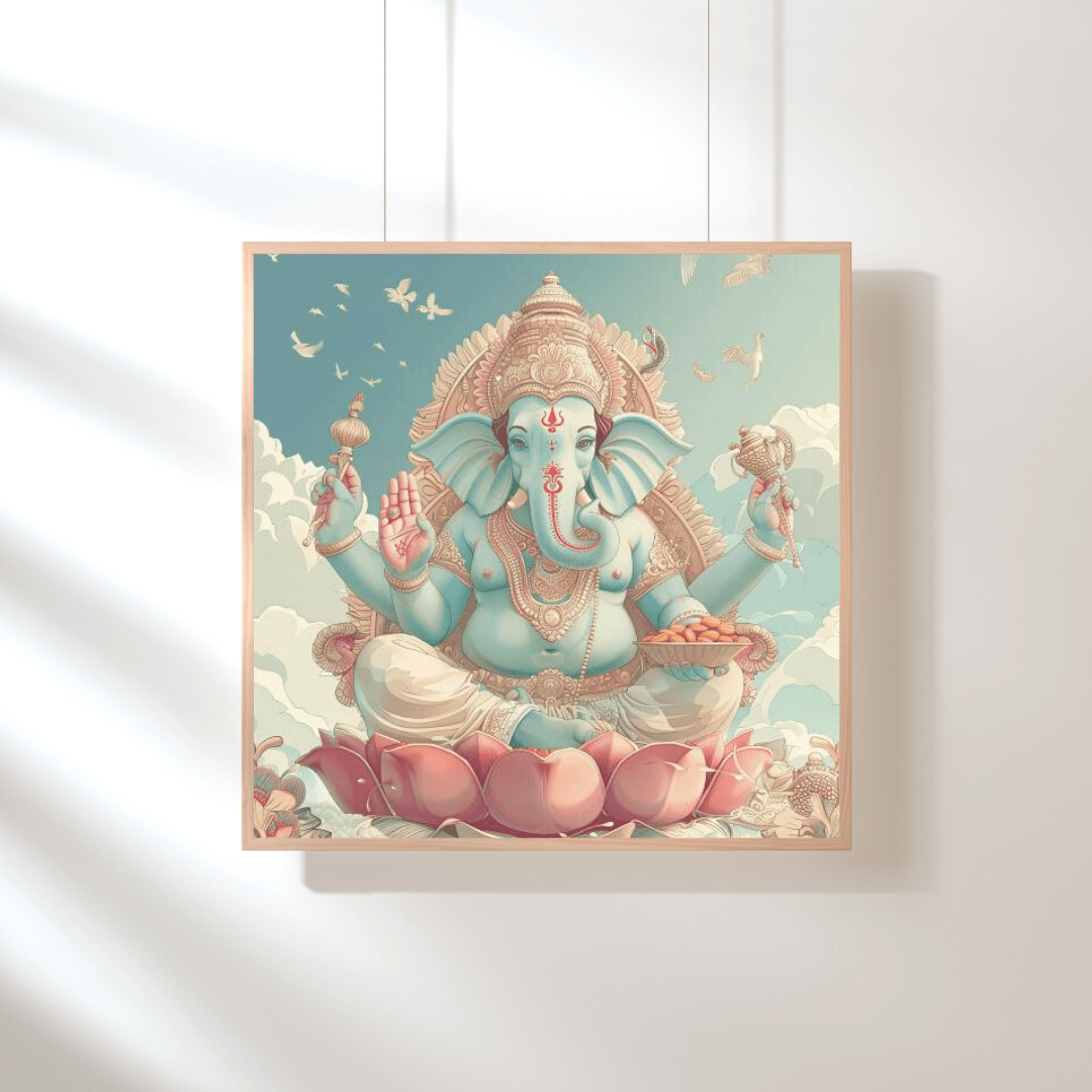 Divine Lord Ganesha Blessings - Deity Wall Art - Aestheticanvas