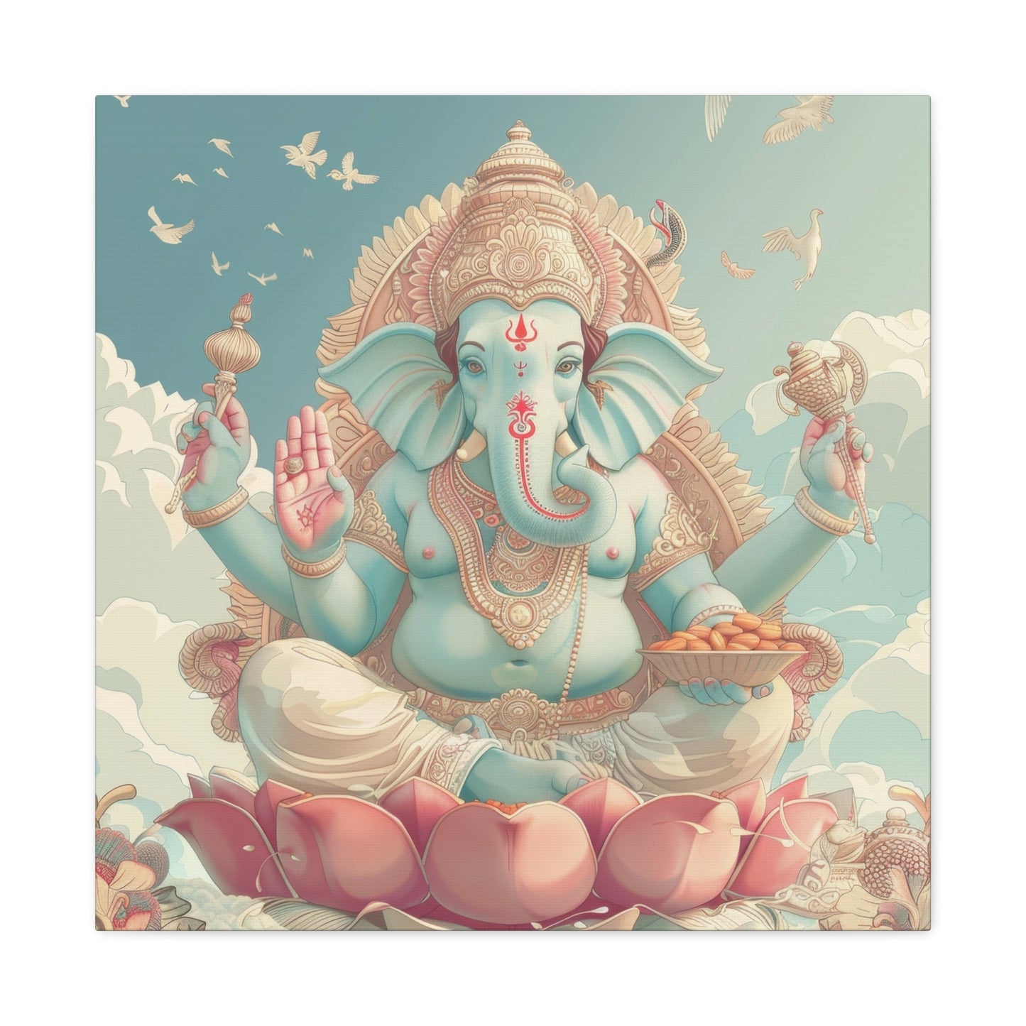 Divine Lord Ganesha Blessings - Deity Wall Art - Aestheticanvas