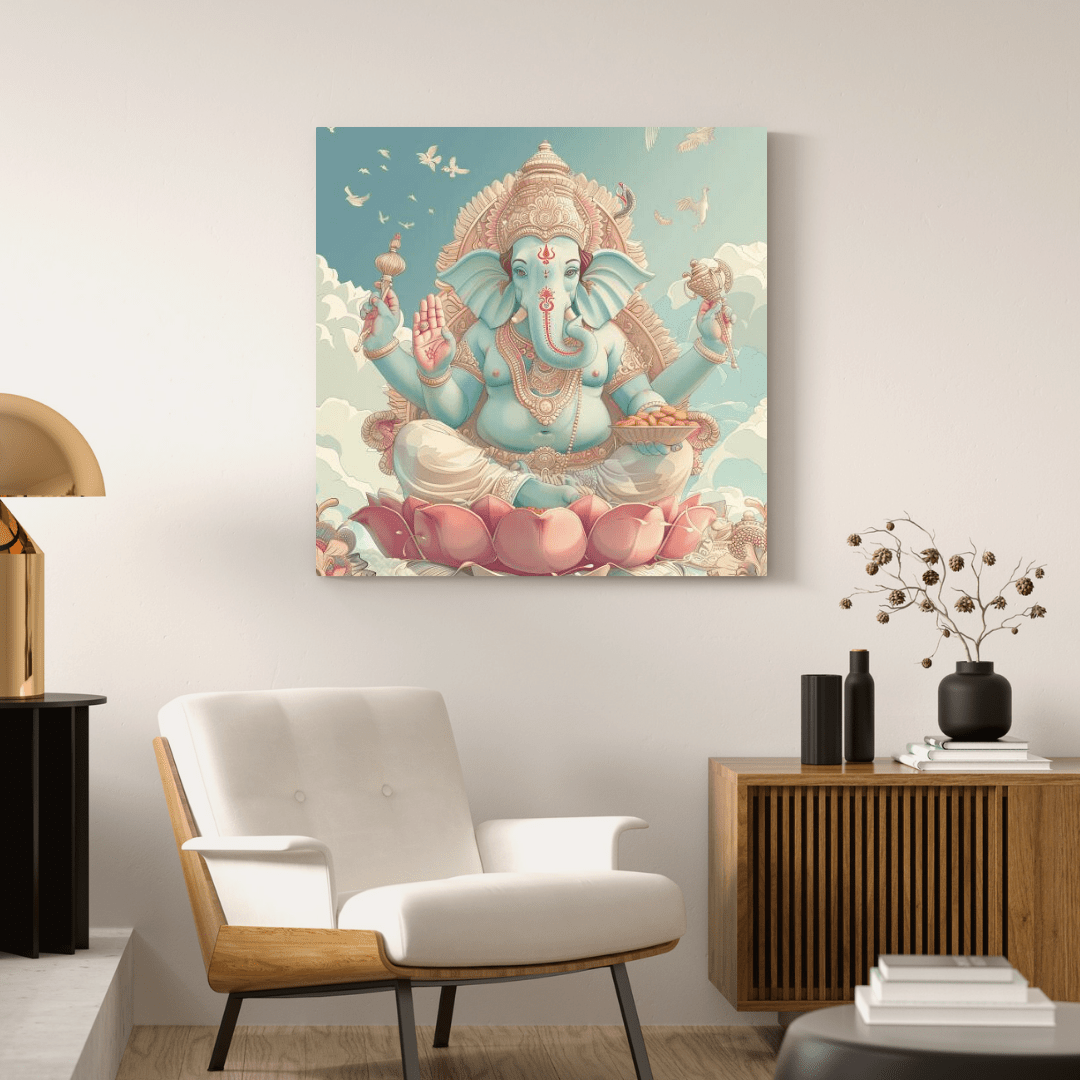 Divine Lord Ganesha Blessings - Deity Wall Art - Aestheticanvas