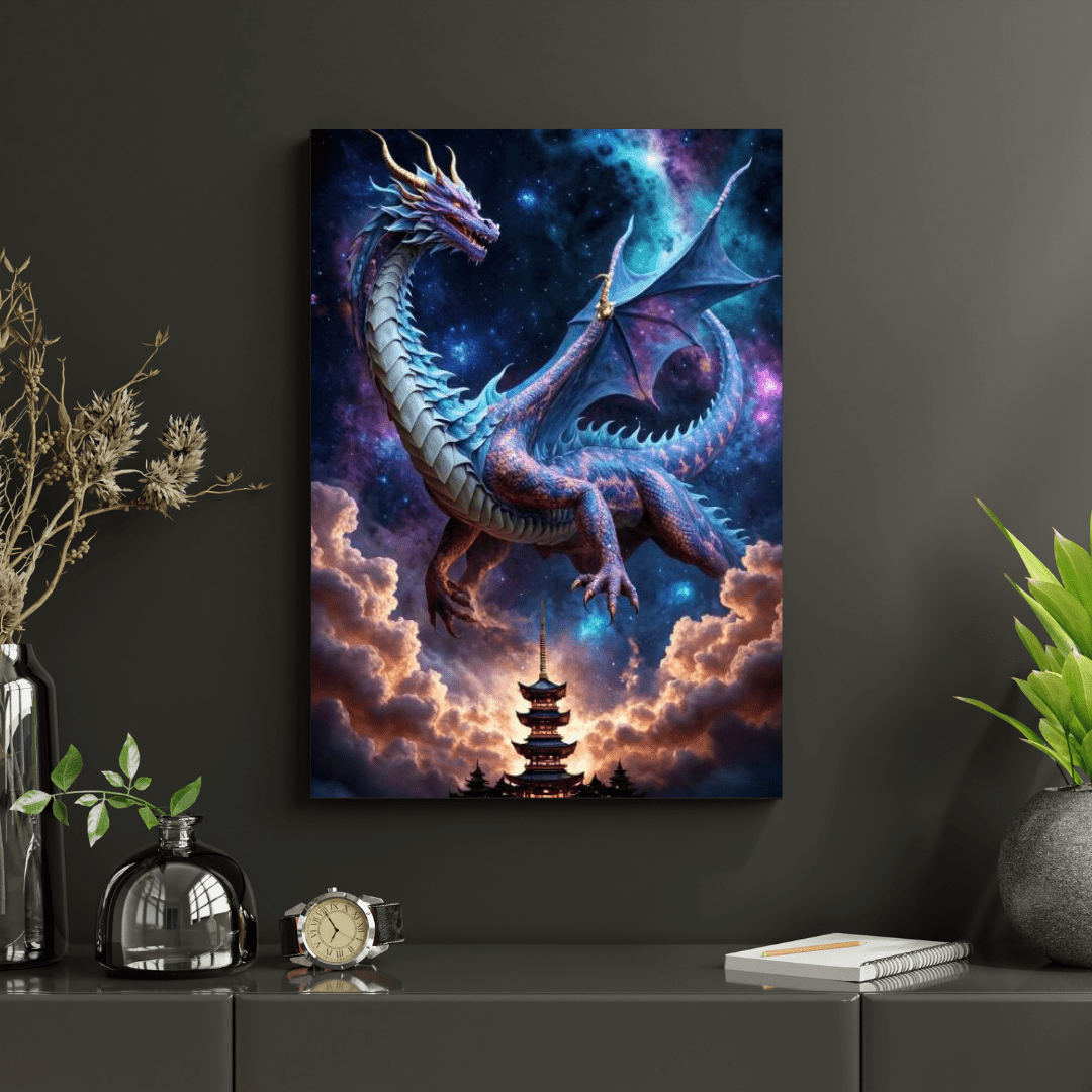 Dragon Protecting Temple - Wall Art - Aestheticanvas