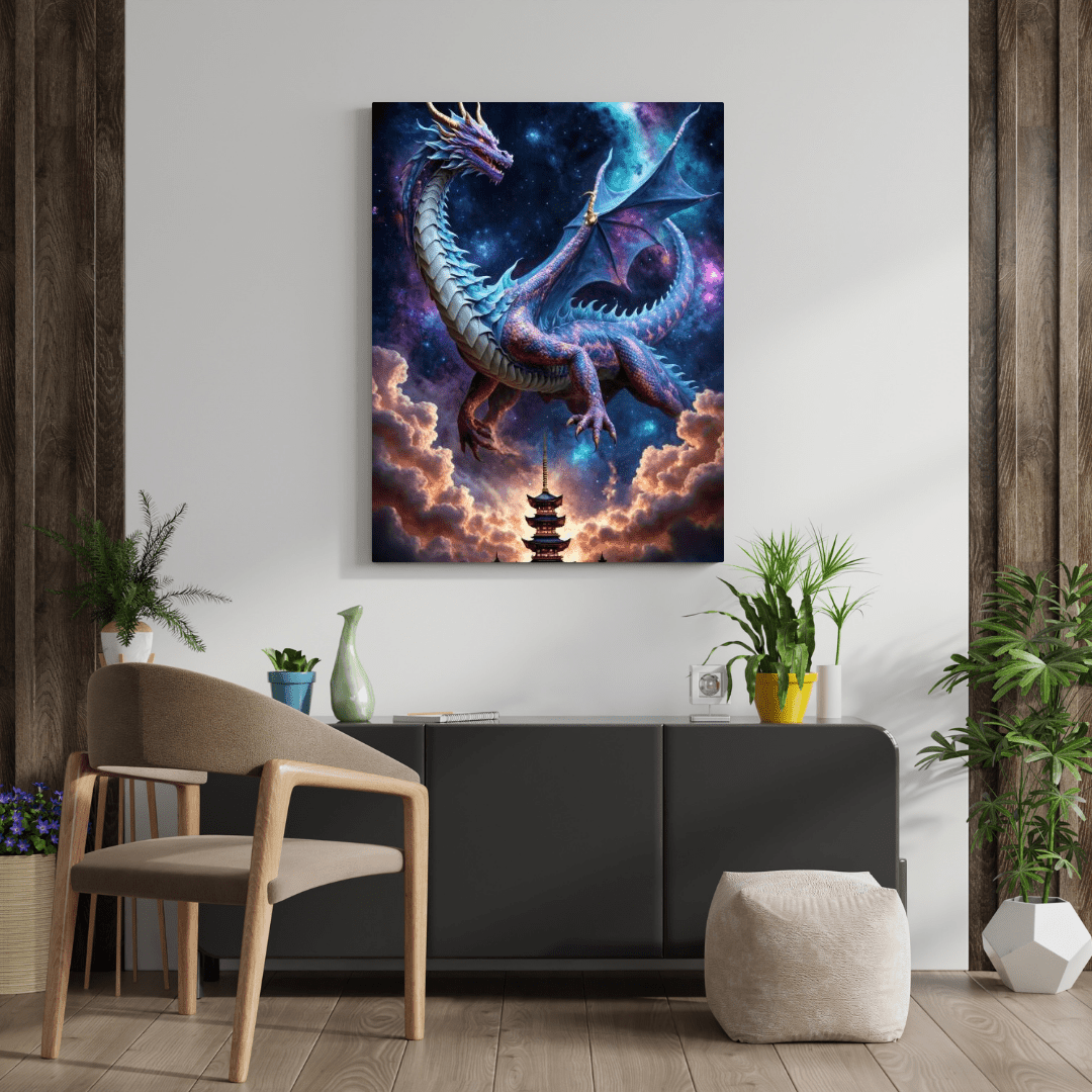 Dragon Protecting Temple - Wall Art - Aestheticanvas