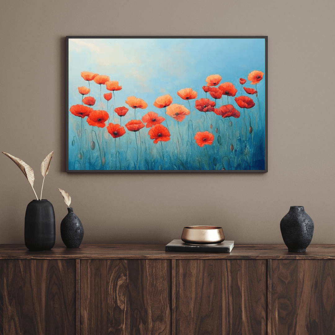 Dreamy Poppy Field Bliss - Flower Wall Art - Aestheticanvas