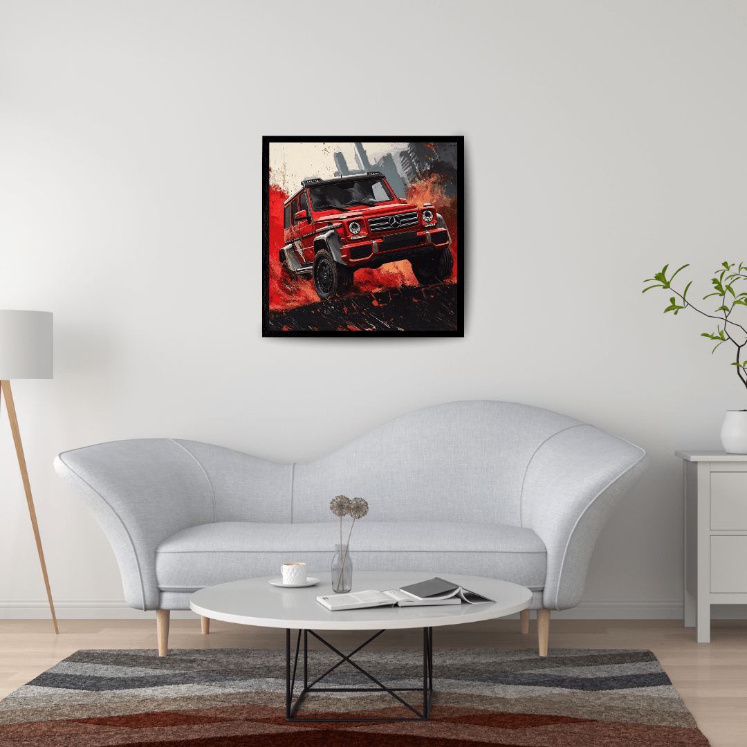 Dynamic Red G - Wagon - Car Wall Art - Aestheticanvas