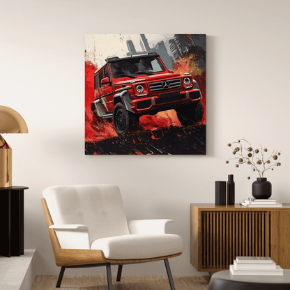 Dynamic Red G - Wagon - Car Wall Art - Aestheticanvas