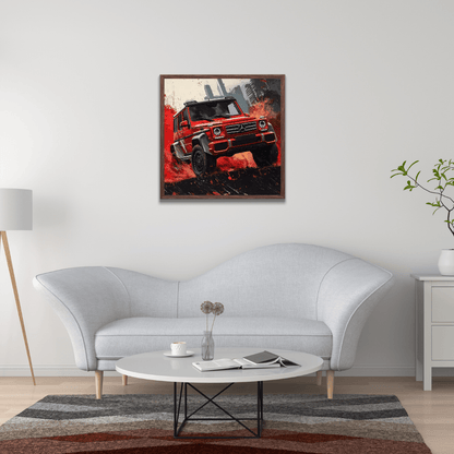 Dynamic Red G - Wagon - Car Wall Art - Aestheticanvas