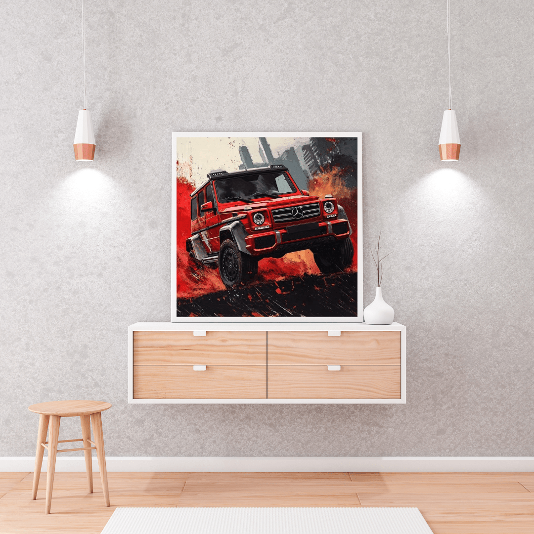 Dynamic Red G - Wagon - Car Wall Art - Aestheticanvas