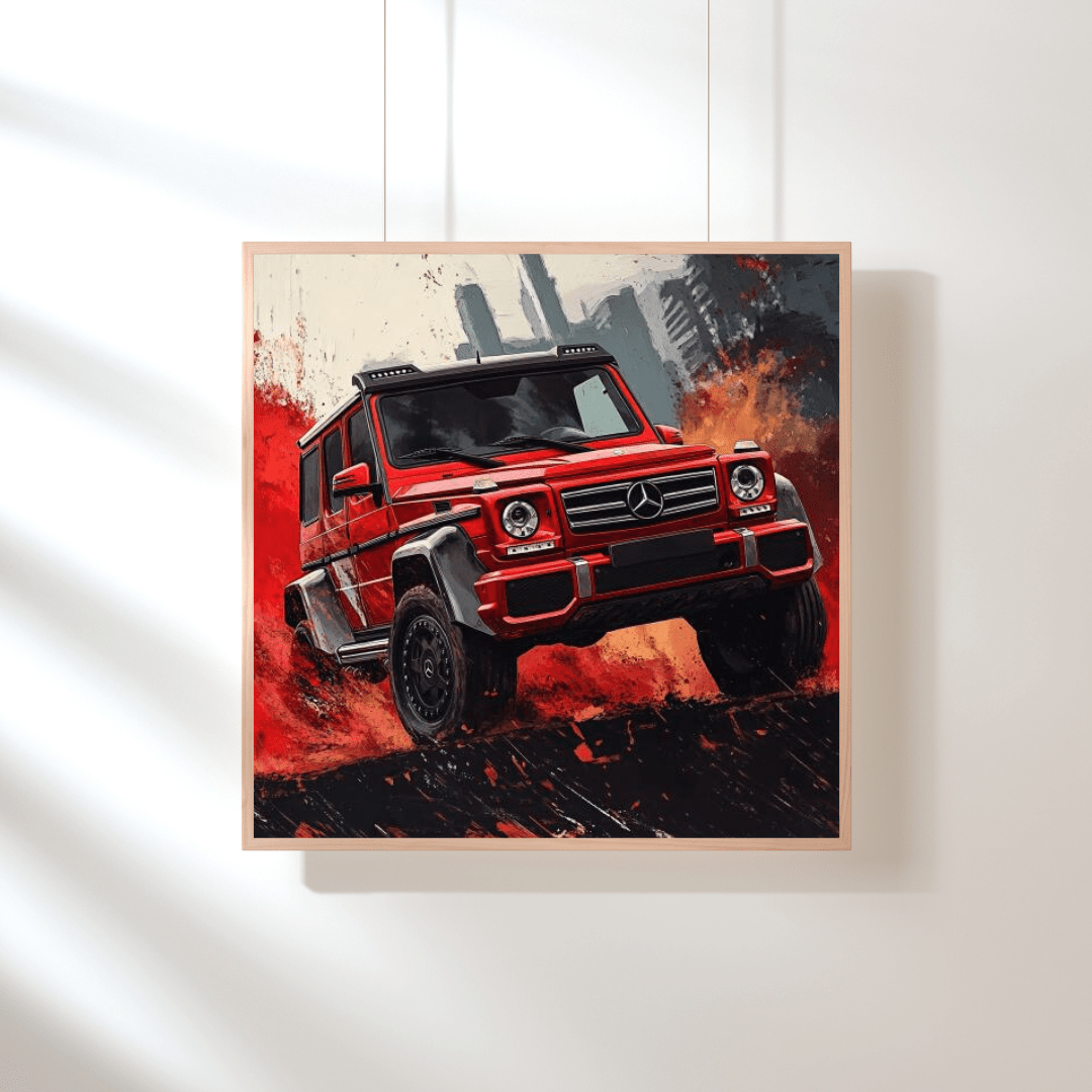 Dynamic Red G - Wagon - Car Wall Art - Aestheticanvas