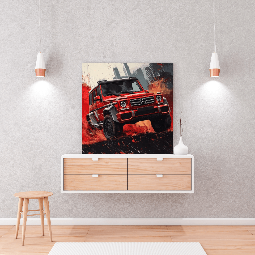 Dynamic Red G - Wagon - Car Wall Art - Aestheticanvas