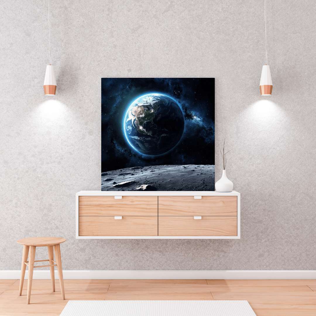 Earth From The Moon - Space Wall Art - Aestheticanvas