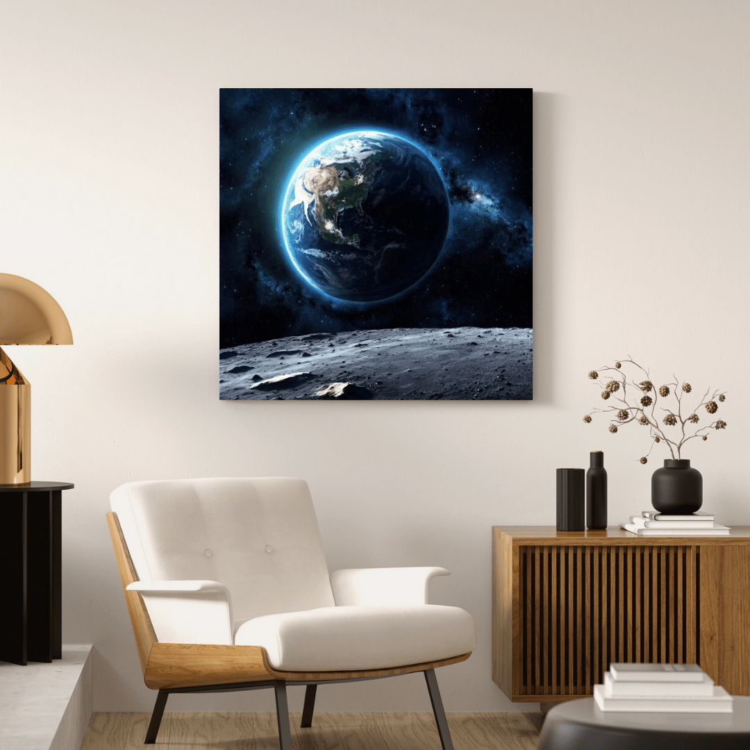 Earth From The Moon - Space Wall Art - Aestheticanvas