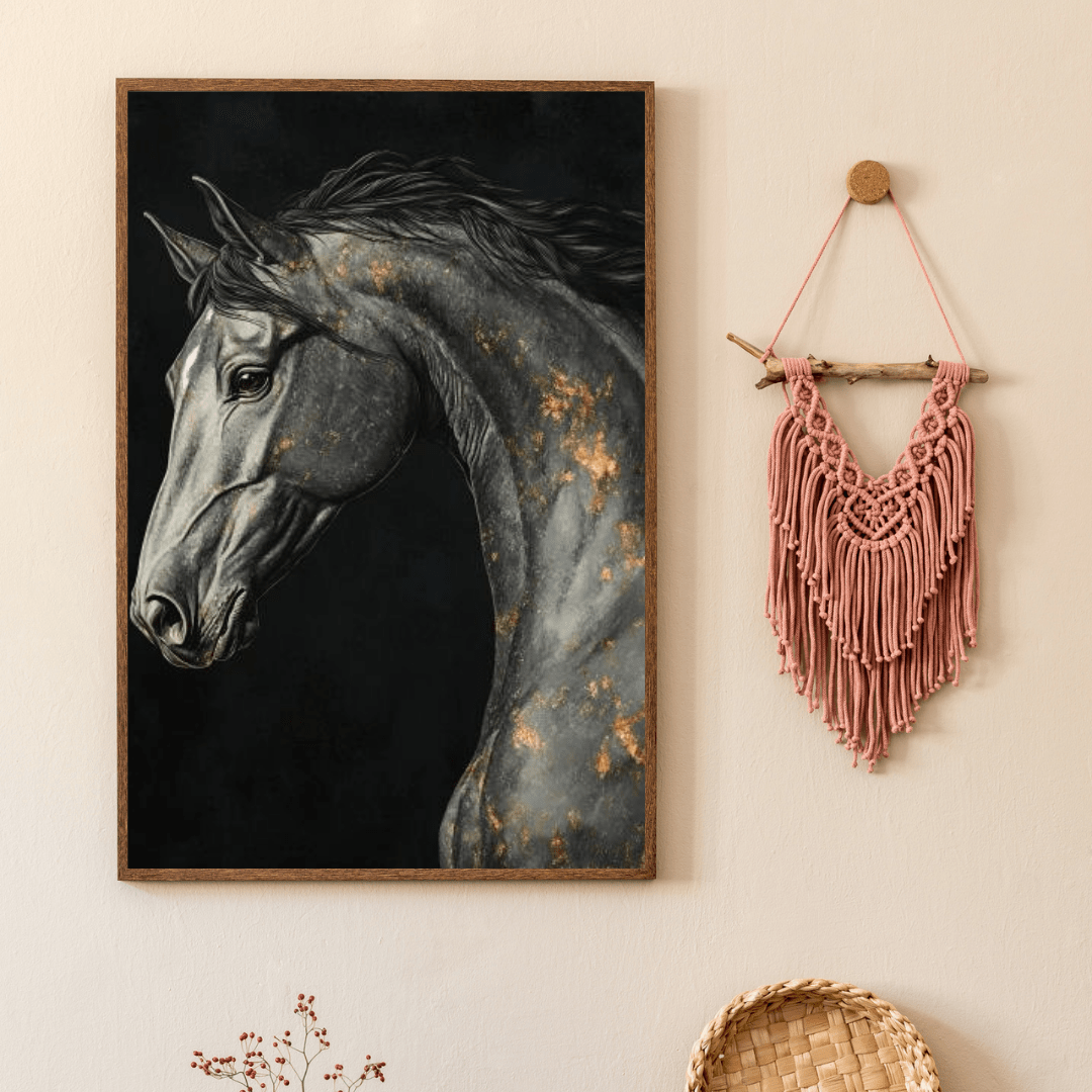 Elegant Black Horse - Equine Wall Art - Aestheticanvas