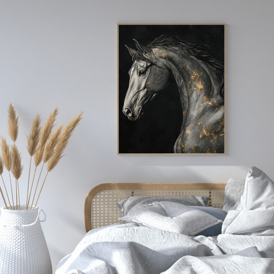 Elegant Black Horse - Equine Wall Art - Aestheticanvas